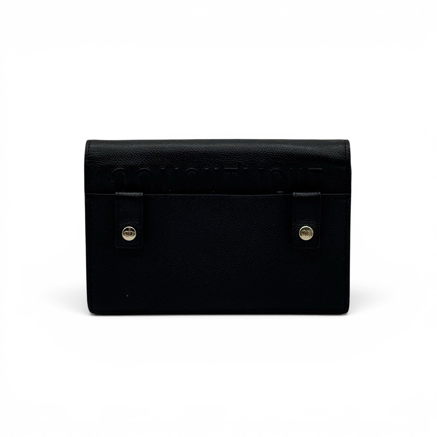 Borsa a tracolla Borse Vintage Christian Dior in pelle nera granulata con dettagli metallici dorati e logo CD