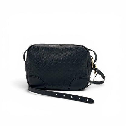 Borsa a tracolla Borse Vintage Gucci in pelle nera con motivo GG impresso e dettagli in metallo dorato
