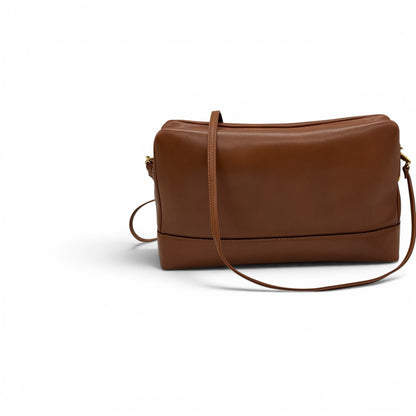 Borsa a tracolla Borse Vintage in pelle color cuoio con design minimalista e dettagli in metallo dorato