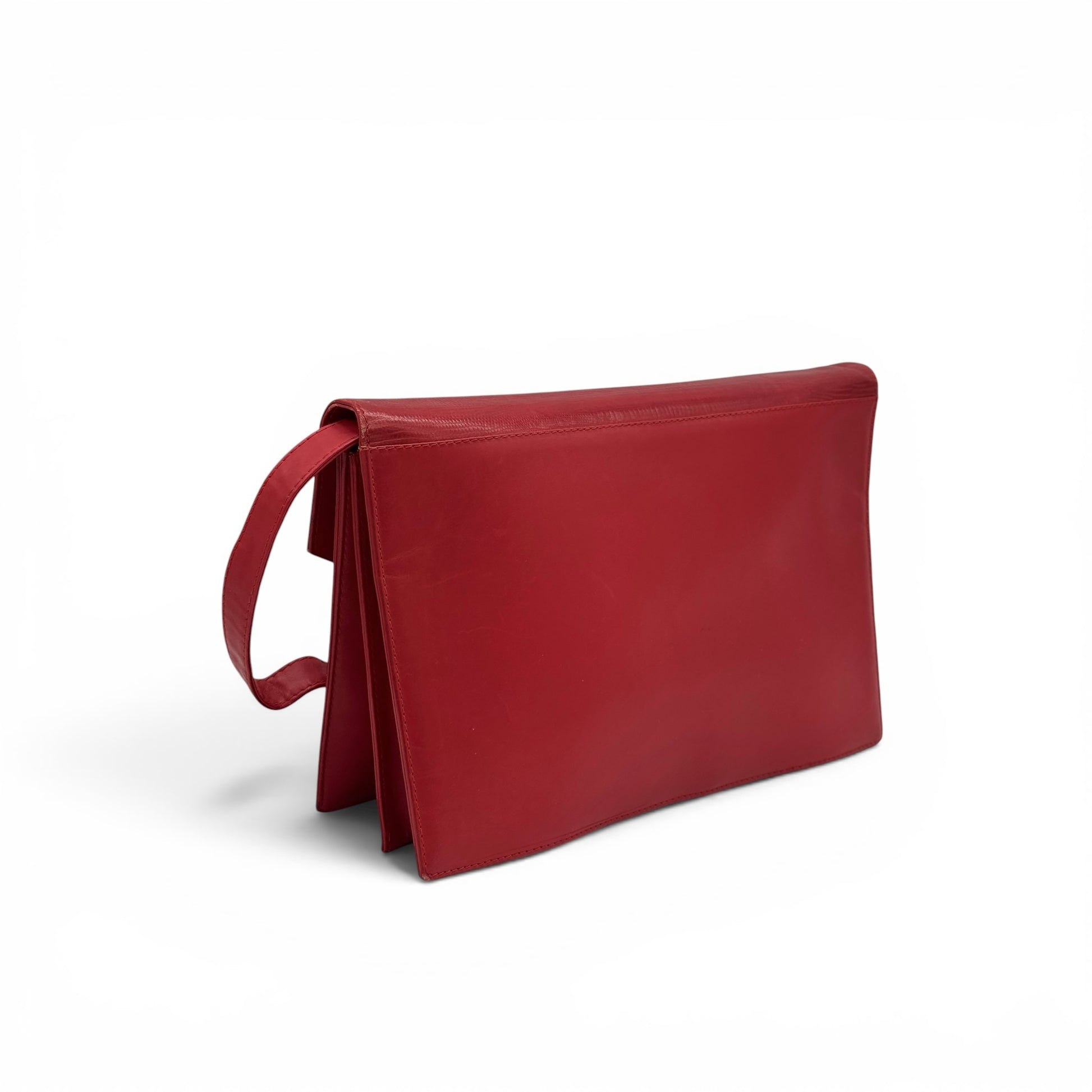 Borsa a tracolla Borse Vintage Gianni Versace in pelle rossa con texture effetto lucertola e silhouette strutturata