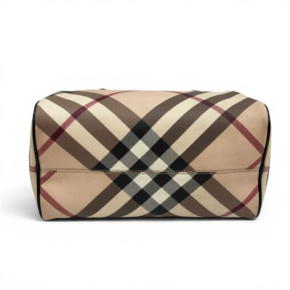 Borsa a mano Burberry Borse Vintage modello bowling con iconico motivo a quadri check beige e dettagli in vernice nera