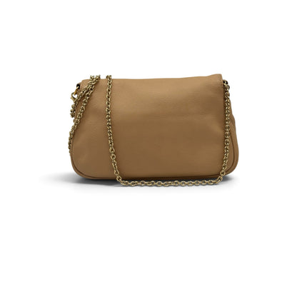 Borsa a spalla Borse Vintage Fendi in pelle color nude con tracolla a catena dorata e design plissettato