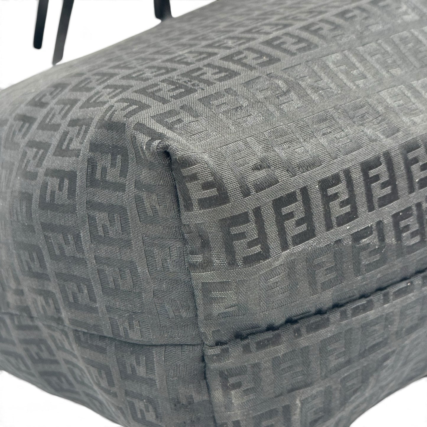 Borsa tote Borse Vintage Fendi in tessuto tecnico nero con iconico motivo FF jacquard all-over