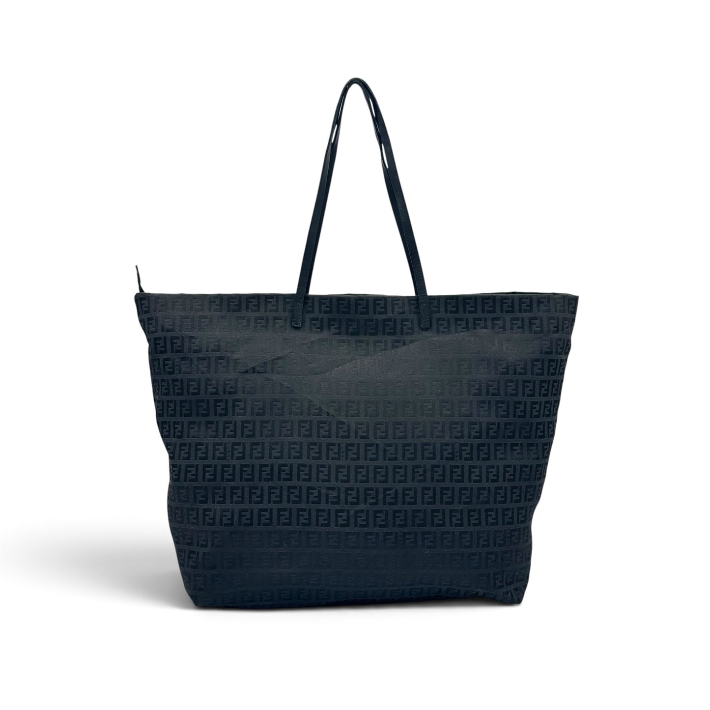 Borsa tote Borse Vintage Fendi in tessuto tecnico nero con iconico motivo FF jacquard e chiusura superiore con zip