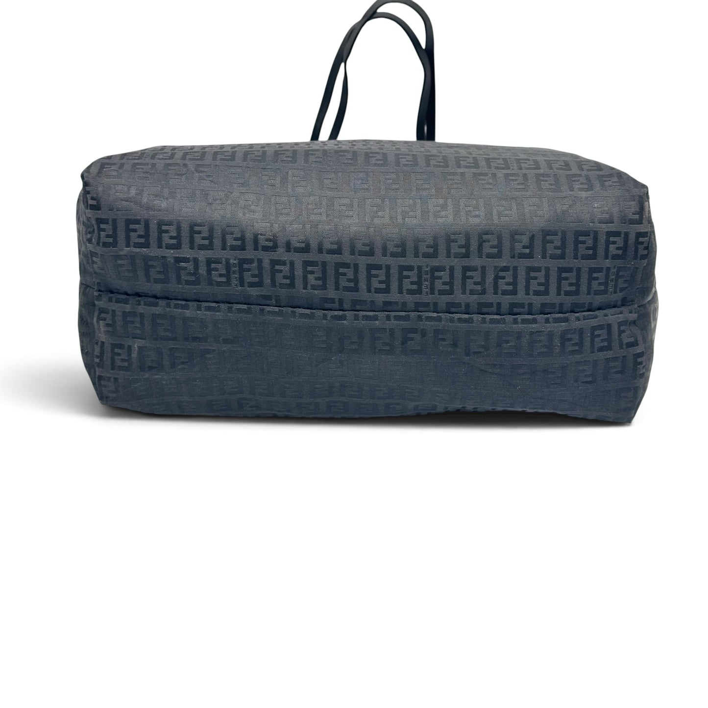 Borsa tote Borse Vintage Fendi nera in tessuto tecnico con iconico motivo FF jacquard e manici sottili