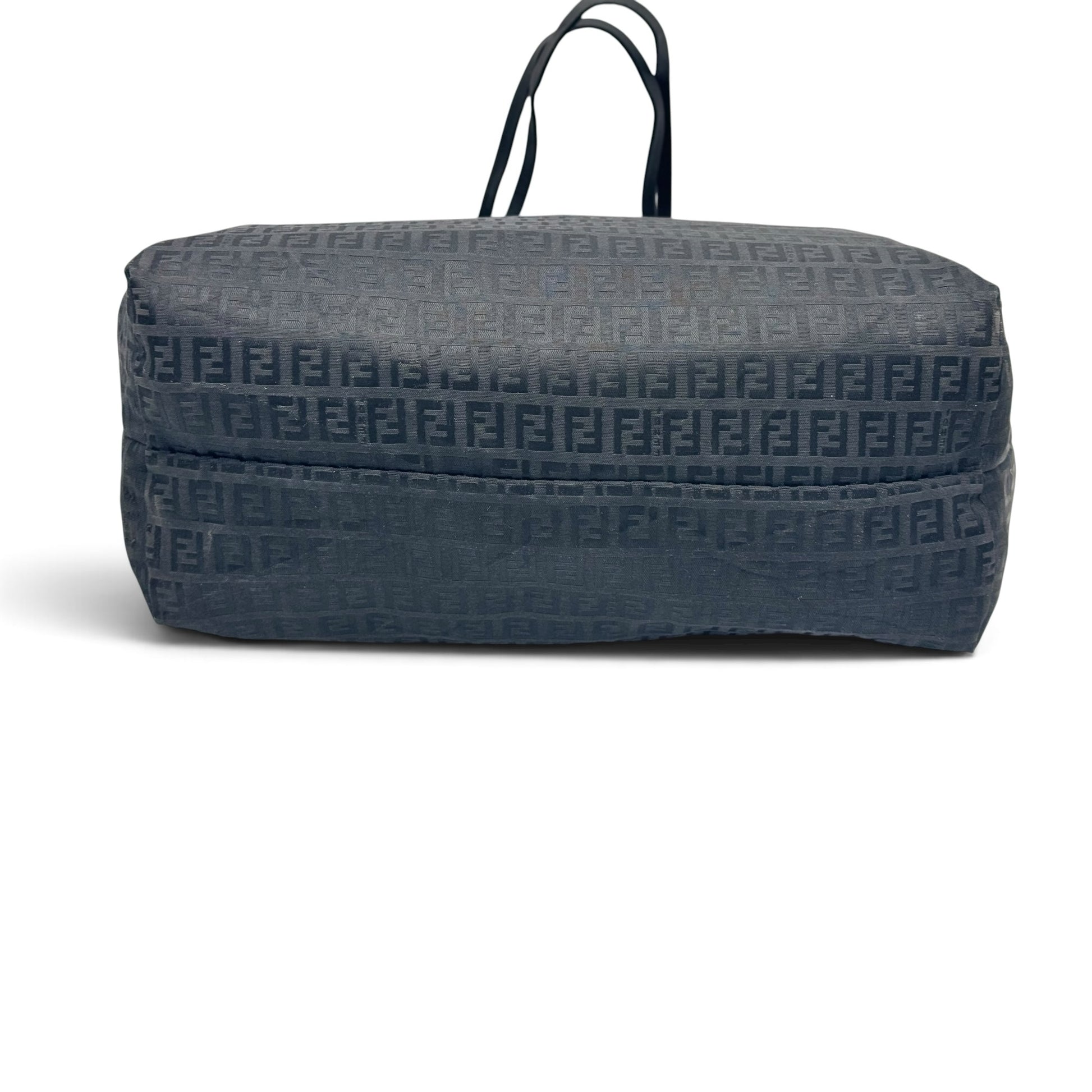 Borsa tote Borse Vintage Fendi nera in tessuto tecnico con iconico motivo FF jacquard e manici sottili