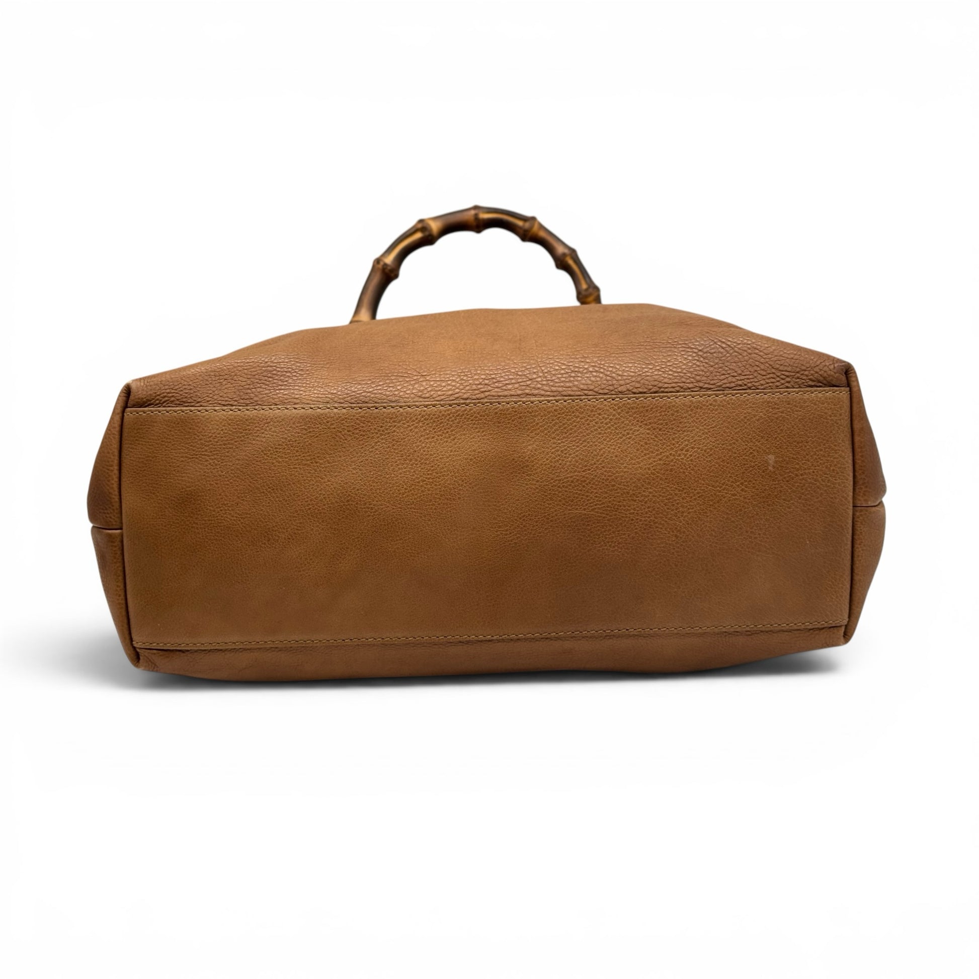 Borsa tote Borse Vintage Gucci in pelle martellata color cuoio con iconico manico superiore in bambù