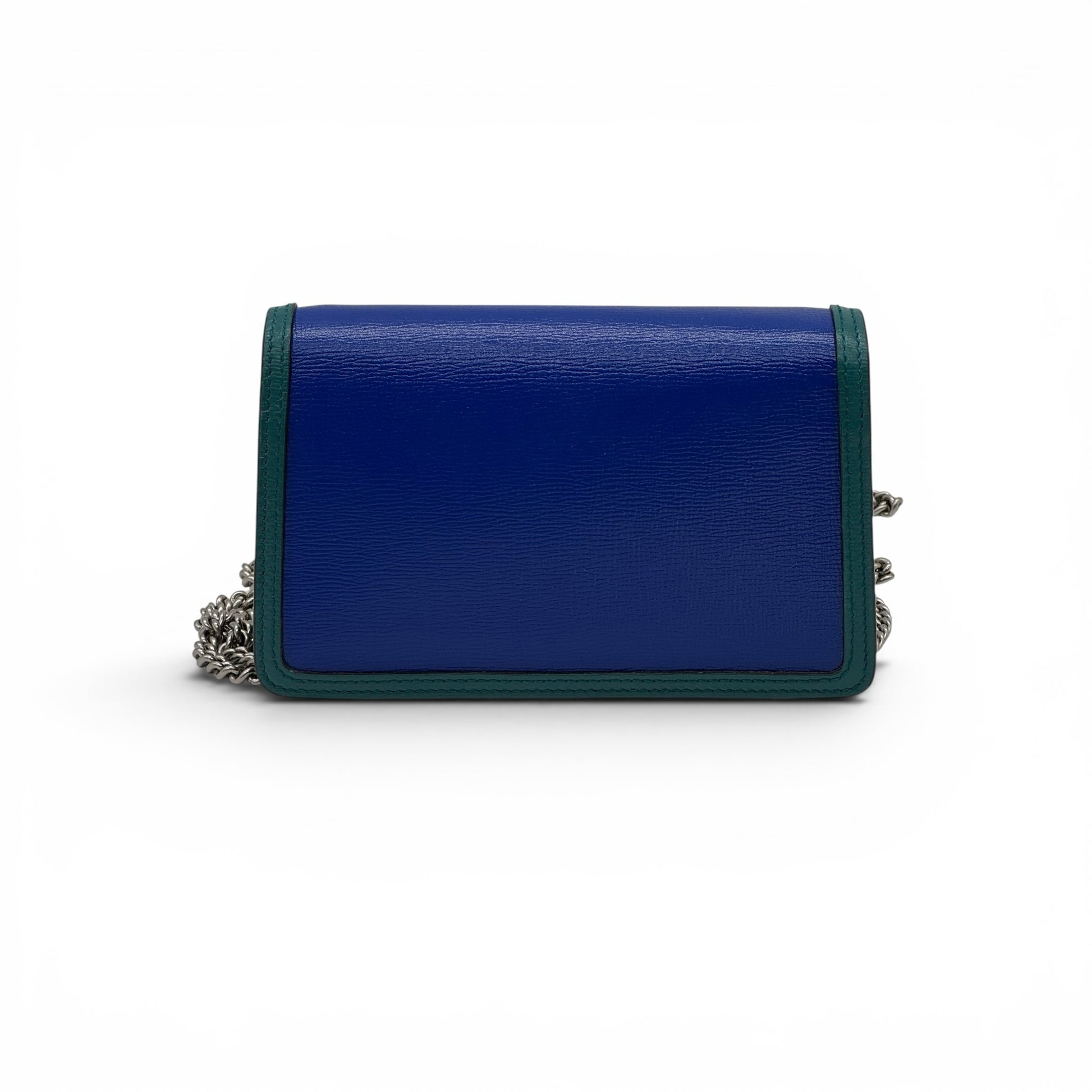 Borsa a tracolla Borse Vintage Gucci Dionysus in pelle blu e verde con tracolla a catena argentata