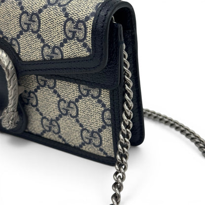 Borsa a tracolla Borse Vintage Gucci Dionysus in tela GG con finiture in pelle blu e chiusura a testa di tigre