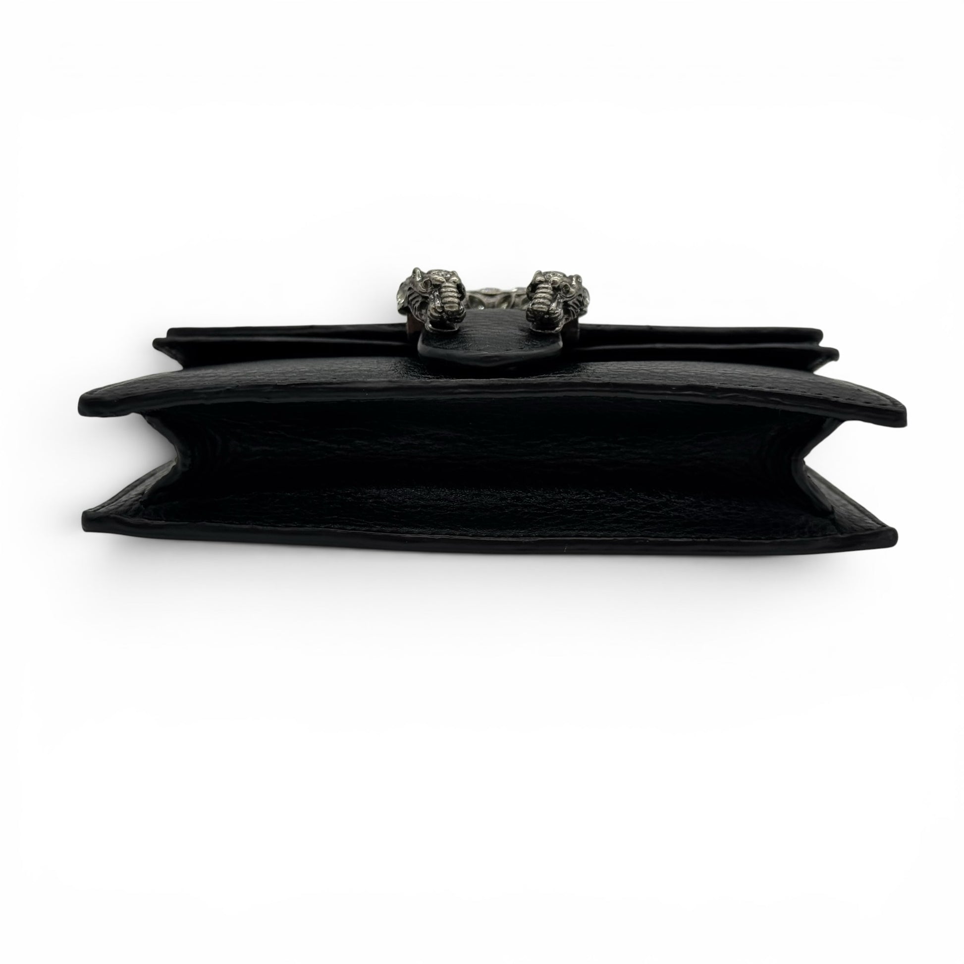 Borsa a tracolla Borse Vintage Gucci Dionysus in pelle nera martellata con chiusura a testa di tigre in metallo