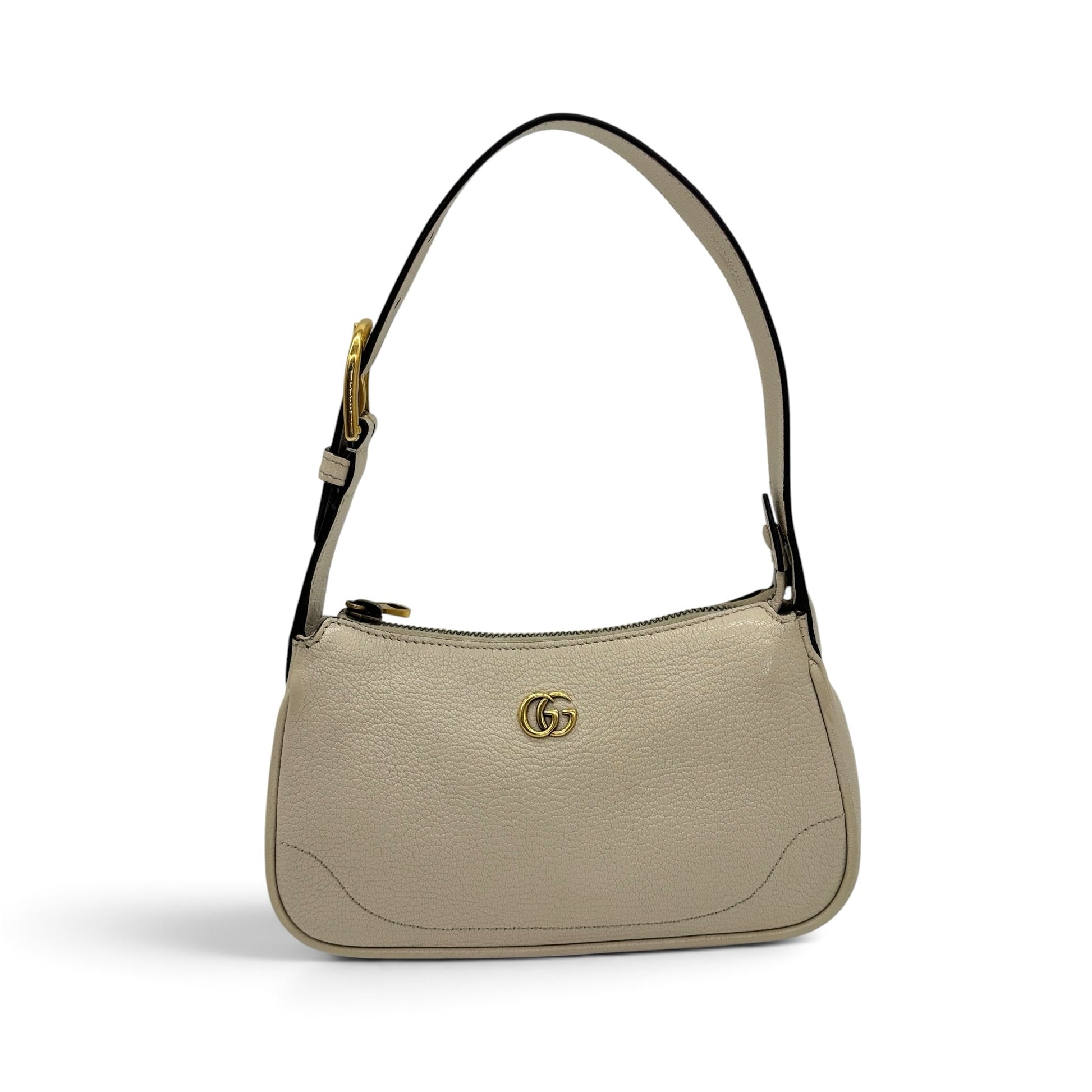 Borsa a spalla Borse Vintage Gucci Ophidia in pelle martellata avorio con logo GG dorato e tracolla regolabile