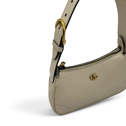 Borsa a spalla Borse Vintage Gucci Ophidia in pelle martellata avorio con logo GG dorato e tracolla regolabile