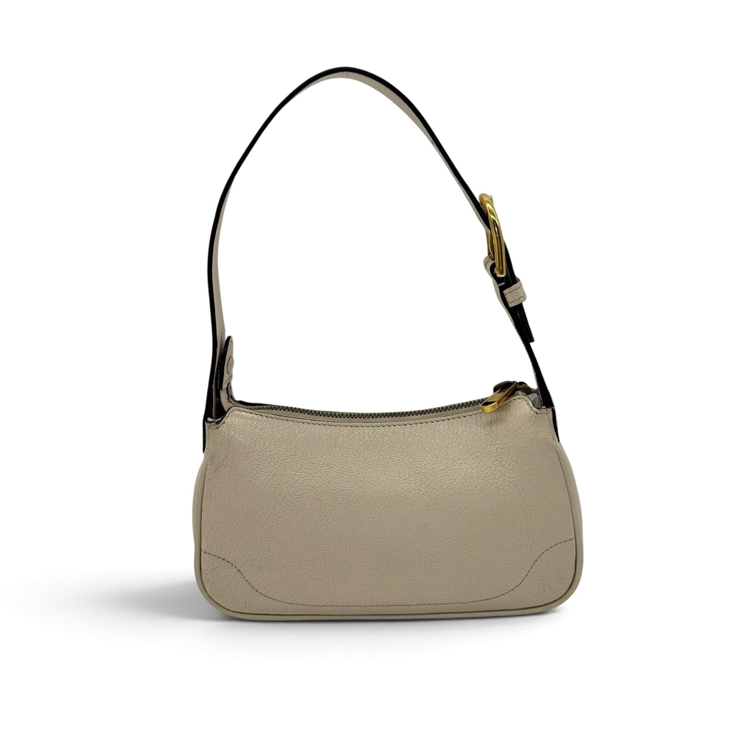 Borsa a spalla Borse Vintage Gucci Ophidia in pelle martellata color avorio con dettagli in metallo dorato