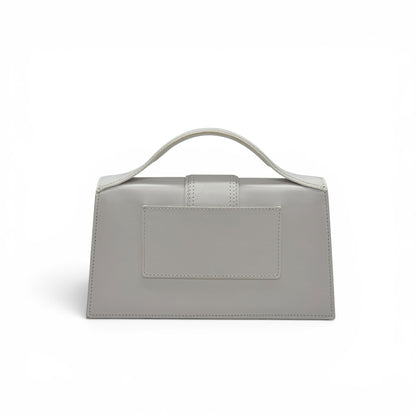 Borsa a tracolla Borse Vintage Jacquemus in pelle grigio chiaro con manico rigido e design geometrico strutturato