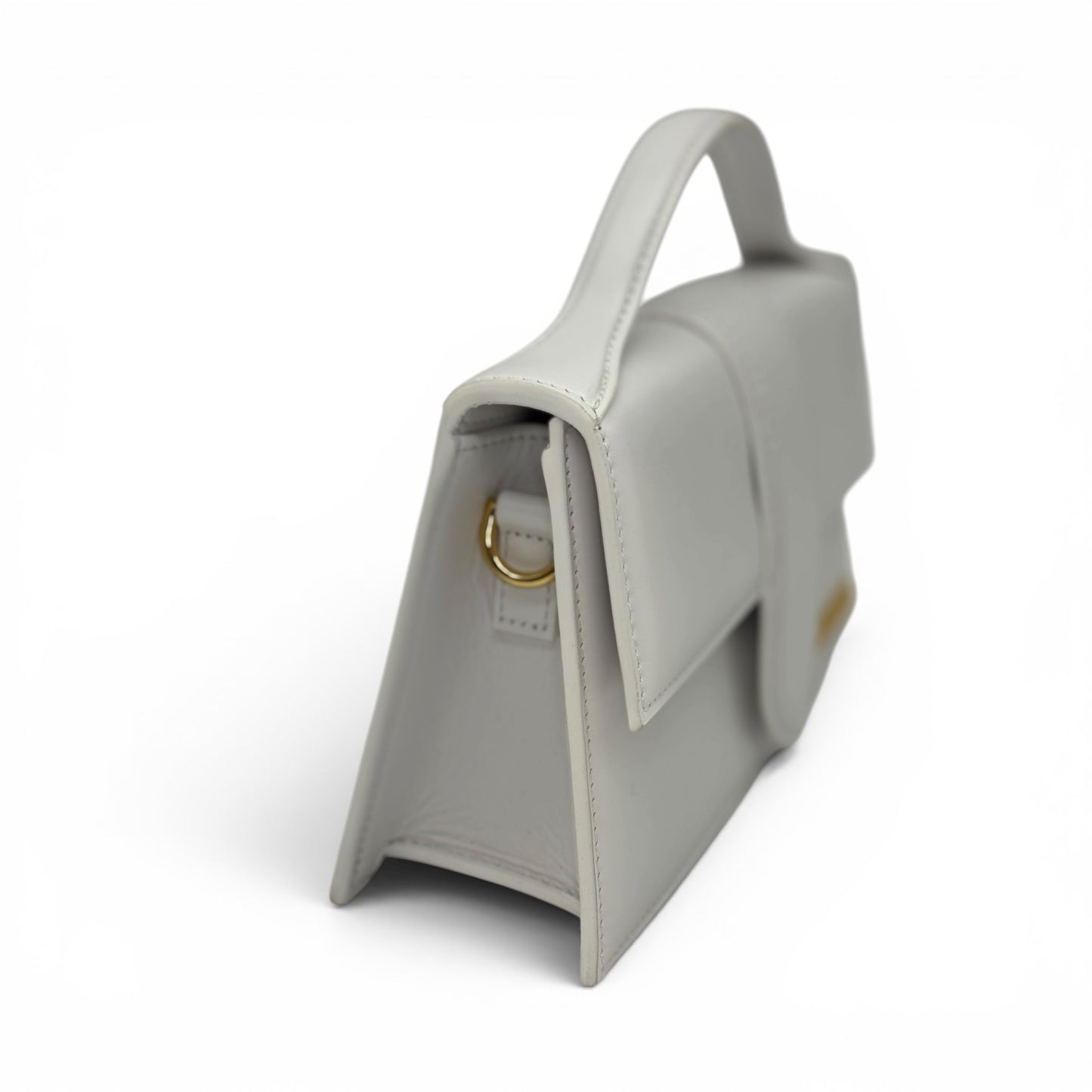 Borsa a tracolla Borse Vintage Jacquemus in pelle grigio chiaro con manico rigido e dettagli in metallo dorato