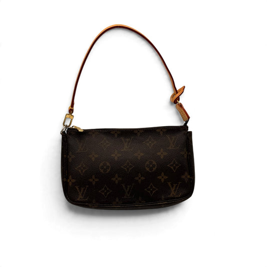 Borsa a spalla Louis Vuitton Pochette Accessoires in tela Monogram marrone con finiture in pelle Borse Vintage