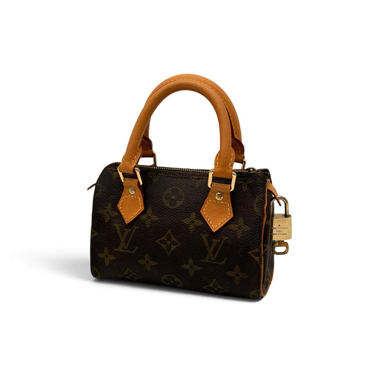 Borsa a mano Borse Vintage Louis Vuitton Speedy in tela monogram con manici in pelle e lucchetto dorato