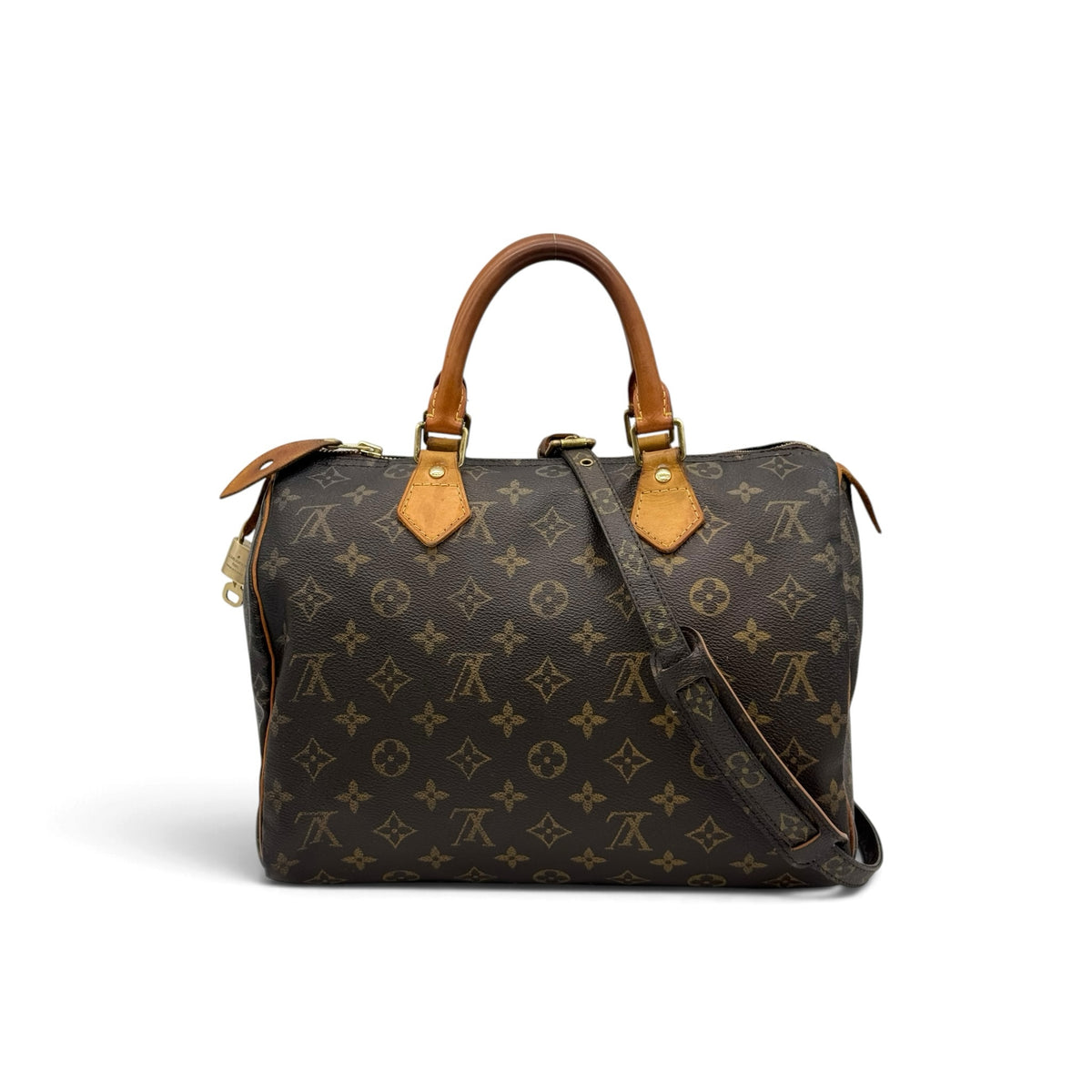 Borsa a mano Borse Vintage Louis Vuitton Speedy in tela Monogram con manici in pelle e tracolla rimovibile