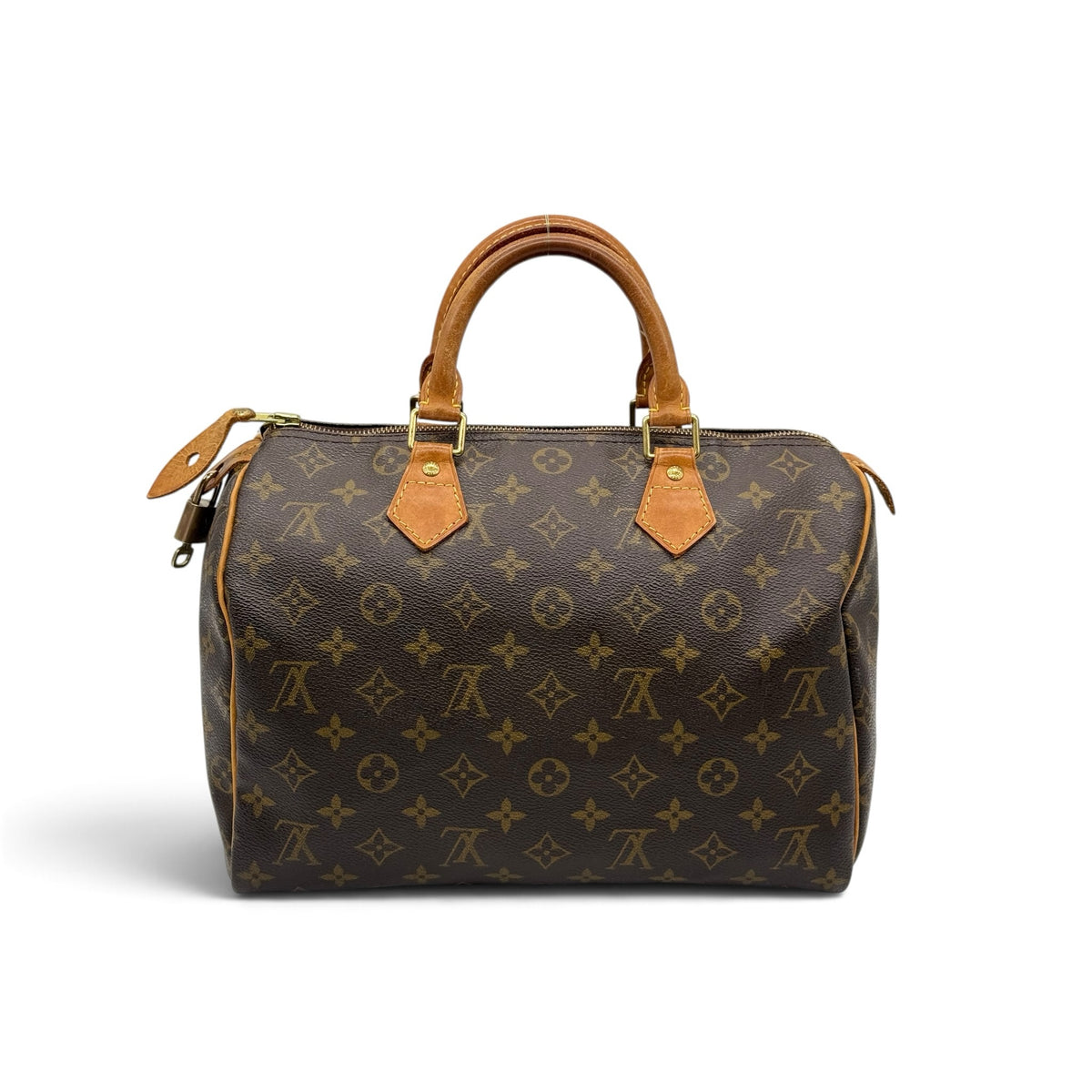 Borsa Borse Vintage Louis Vuitton Speedy in tela Monogram marrone con manici e finiture in pelle di vacchetta