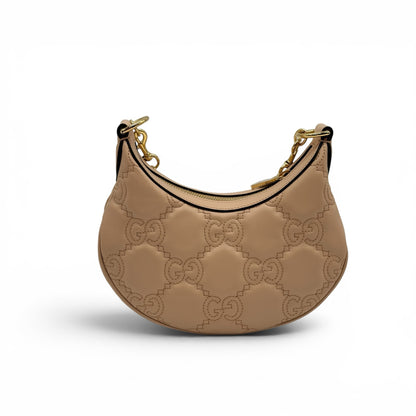 Mini borsa a spalla Borse Vintage Gucci GG Matelassé in pelle beige con motivo trapuntato e dettagli in metallo oro