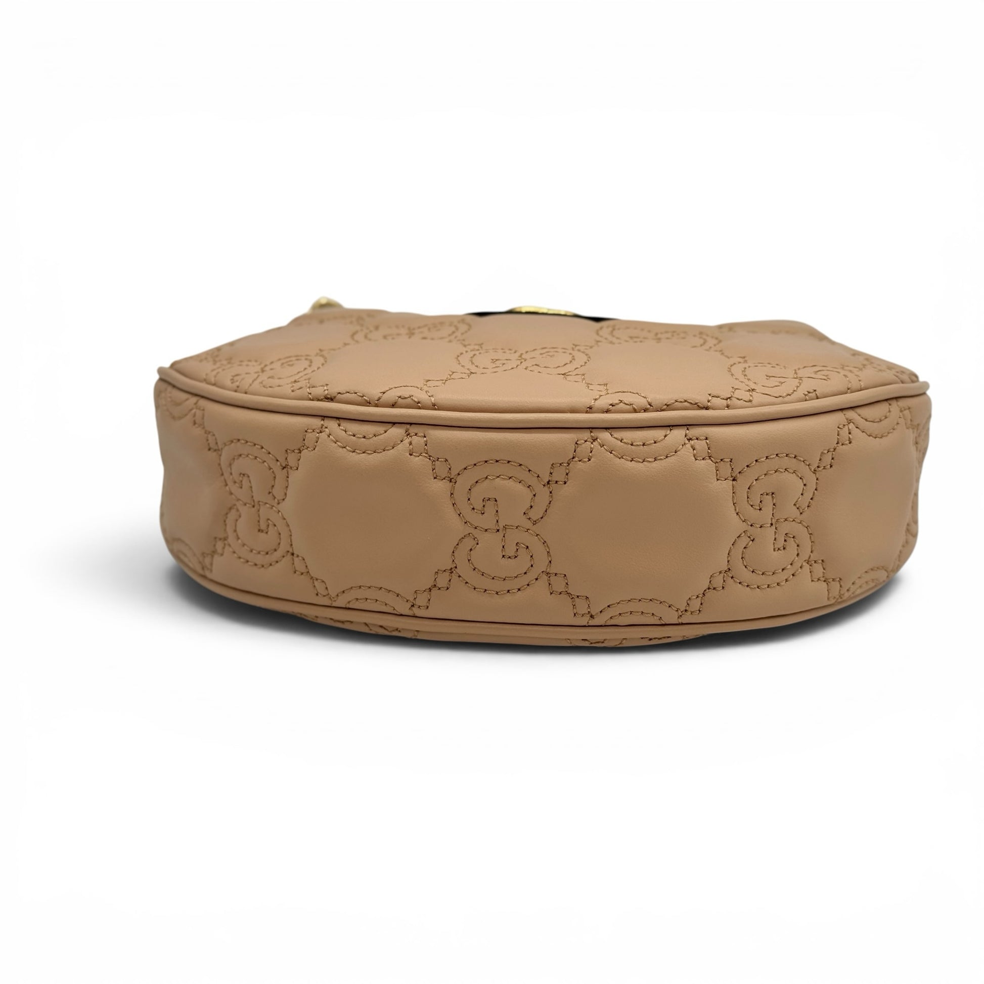 Mini borsa a spalla Borse Vintage Gucci GG Matelassé in pelle beige con motivo trapuntato e dettagli dorati