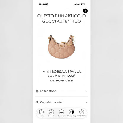 Mini borsa a spalla Borse Vintage Gucci GG Matelassé in pelle beige con logo dorato e catena decorativa