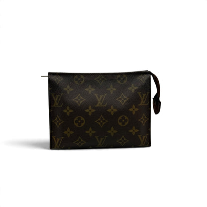 Pochette Louis Vuitton in tela Monogram marrone con chiusura a zip, proposta da Borse Vintage