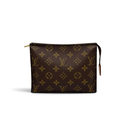 Pochette Borse Vintage Louis Vuitton in tela Monogram marrone con chiusura a zip e dettagli in metallo dorato