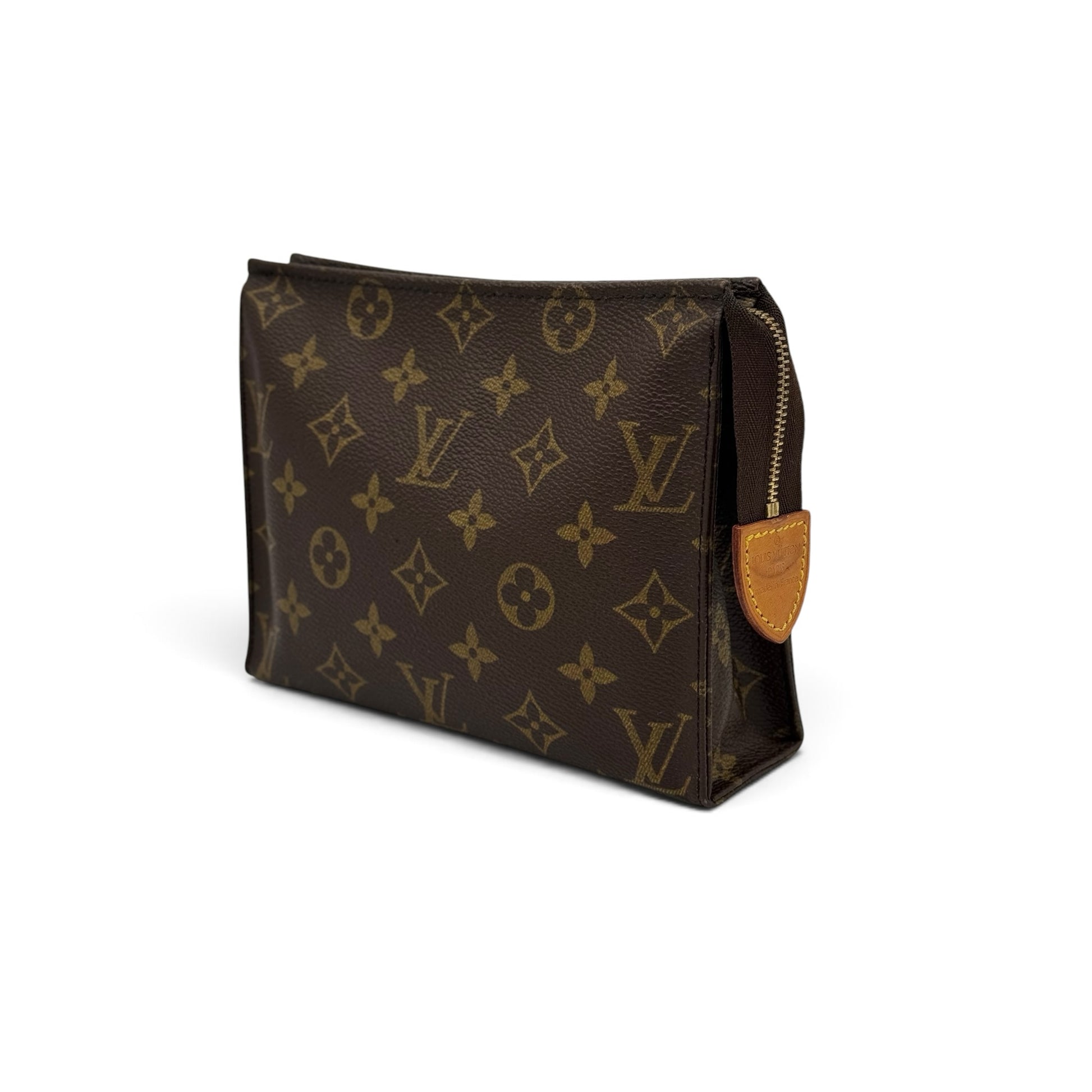 Pochette Borse Vintage Louis Vuitton in tela Monogram marrone con dettagli in pelle e chiusura a zip dorata