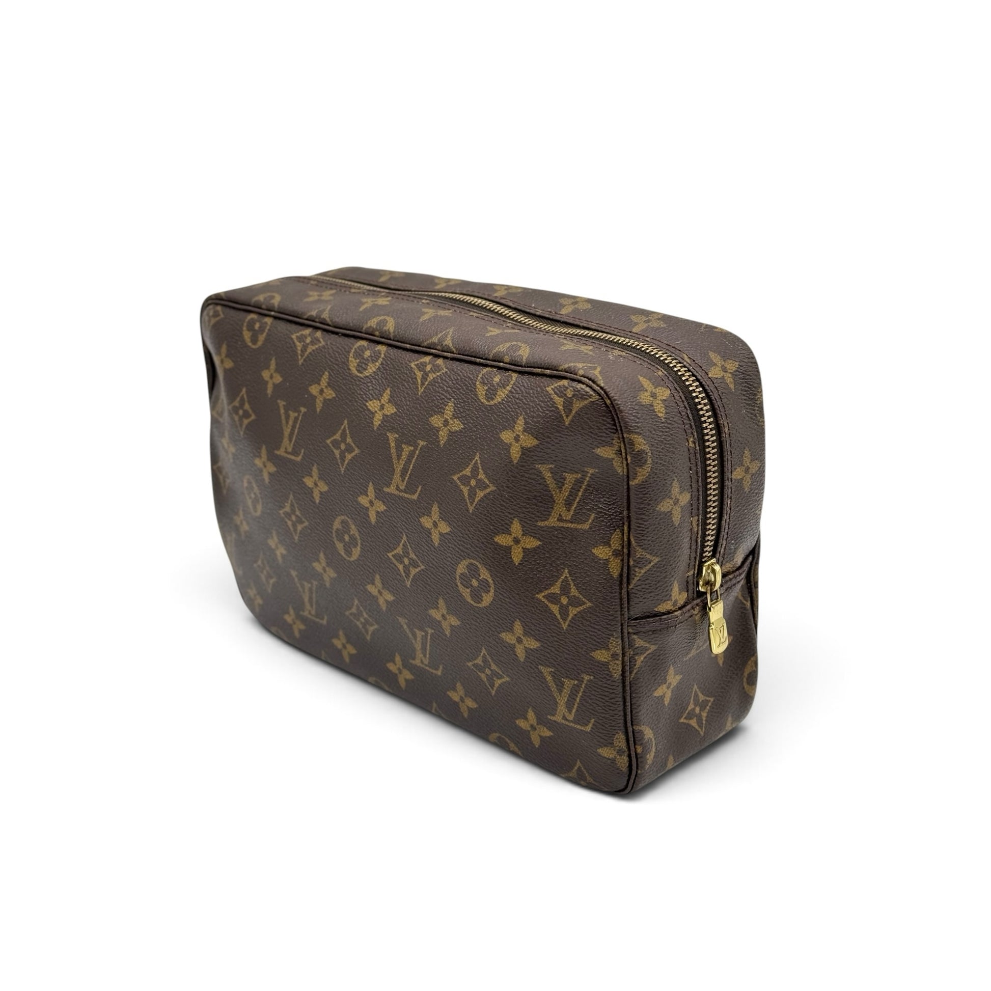 Pochette Louis Vuitton Pochette Accessori Vintage in tela Monogram marrone con dettagli in metallo dorato