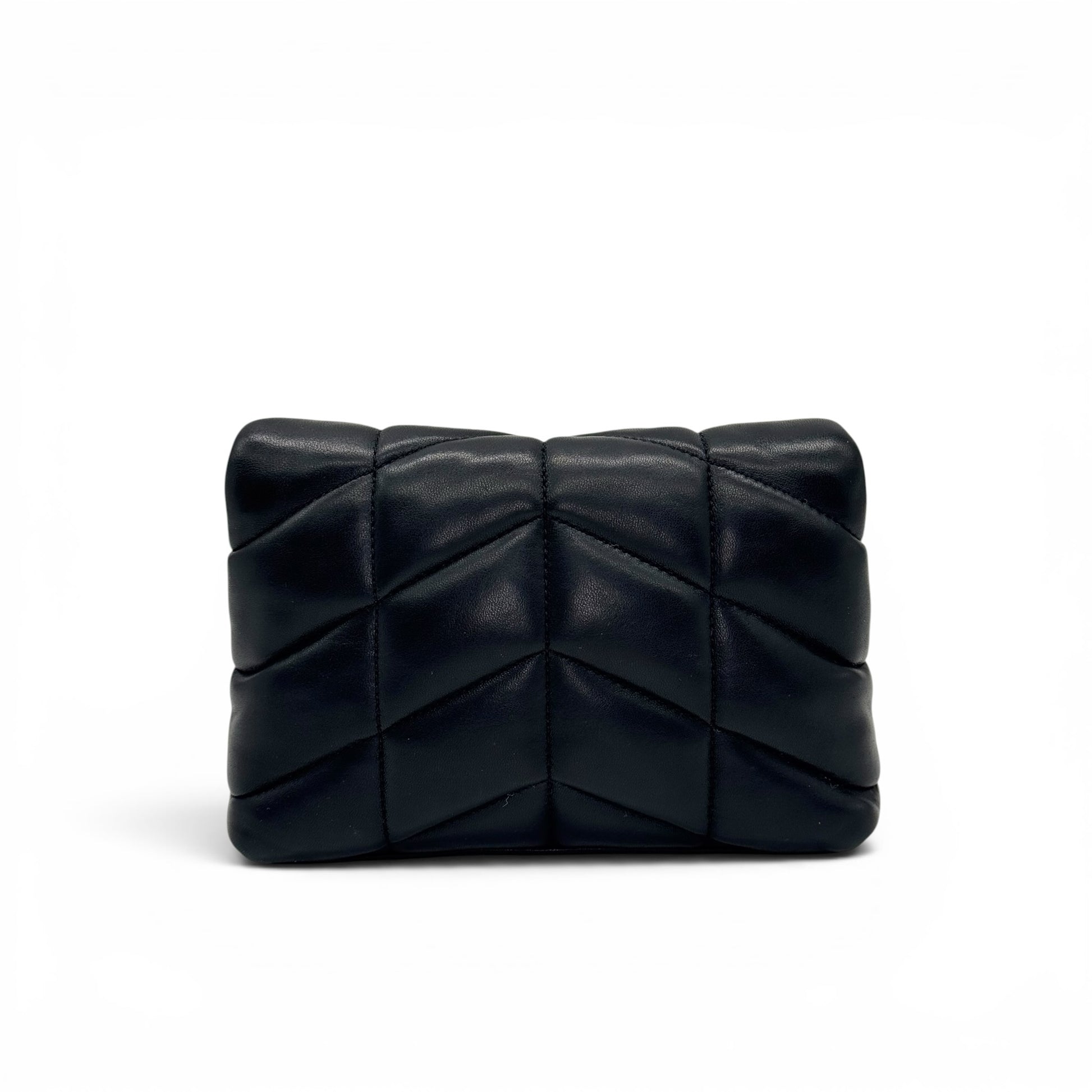 Pochette Borse Vintage Saint Laurent nera in pelle trapuntata con lavorazione matelassé e design compatto ed elegante