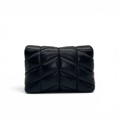 Pochette Borse Vintage Saint Laurent nera in pelle trapuntata con lavorazione matelassé e design compatto ed elegante