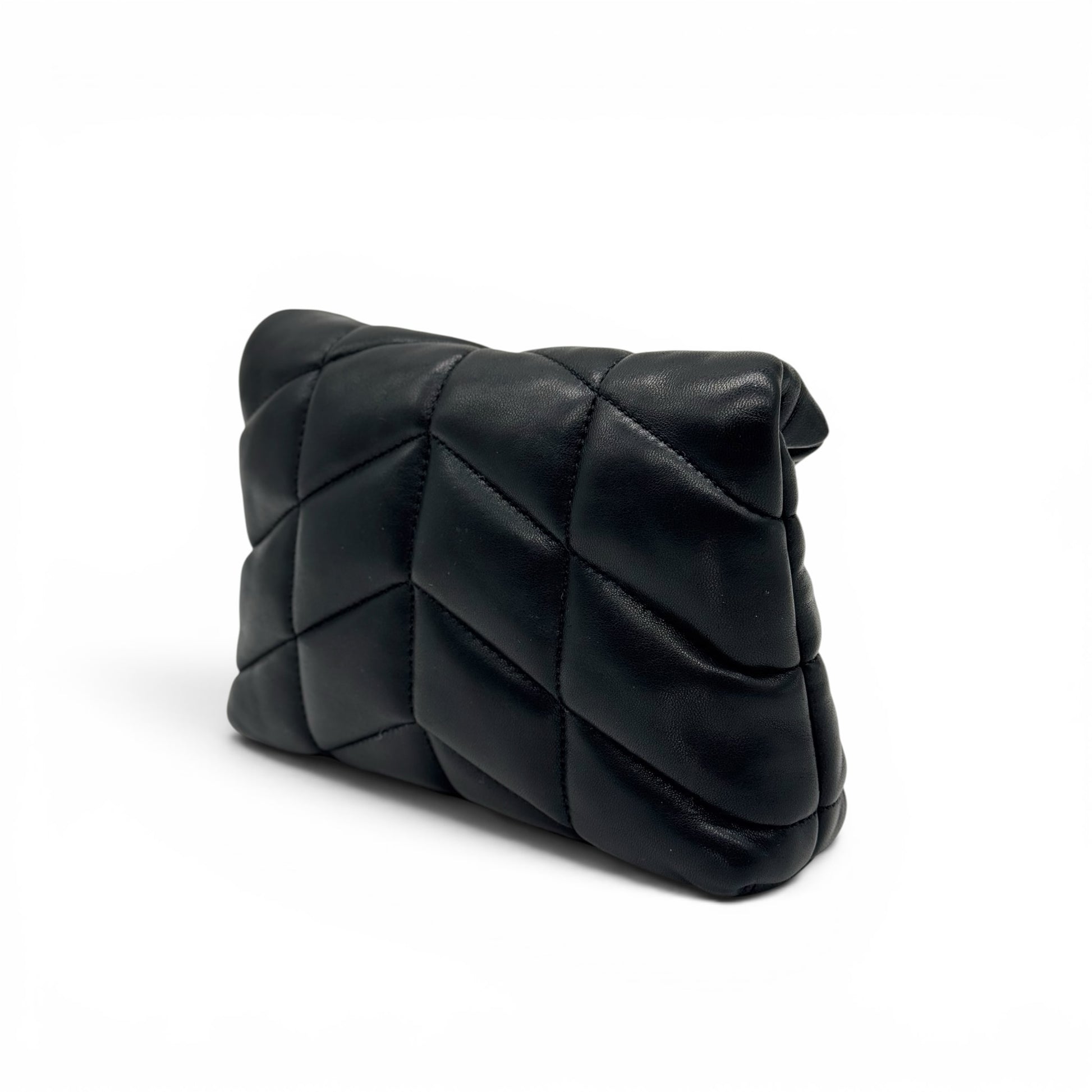 Pochette Borse Vintage Saint Laurent nera in pelle trapuntata con lavorazione matelassé e design compatto