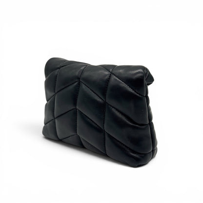 Pochette Borse Vintage Saint Laurent nera in pelle trapuntata con lavorazione matelassé e design compatto