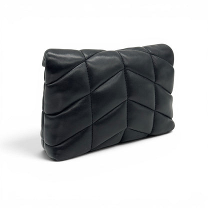 Pochette Borse Vintage Saint Laurent in pelle nera trapuntata con lavorazione matelassé e design elegante