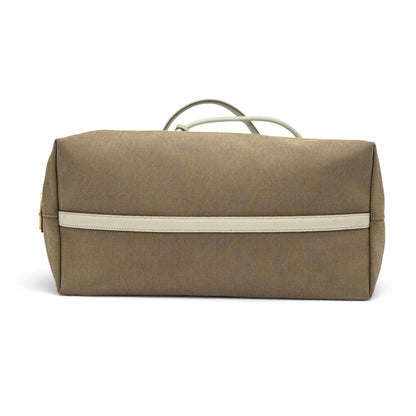 Borsa tote Borse Vintage Prada in tessuto tecnico kaki con profili in pelle bianca e base strutturata