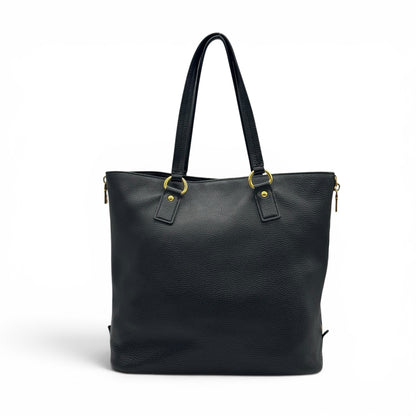 Borsa tote Borse Vintage Prada in pelle martellata nera con manici e dettagli in metallo dorato.