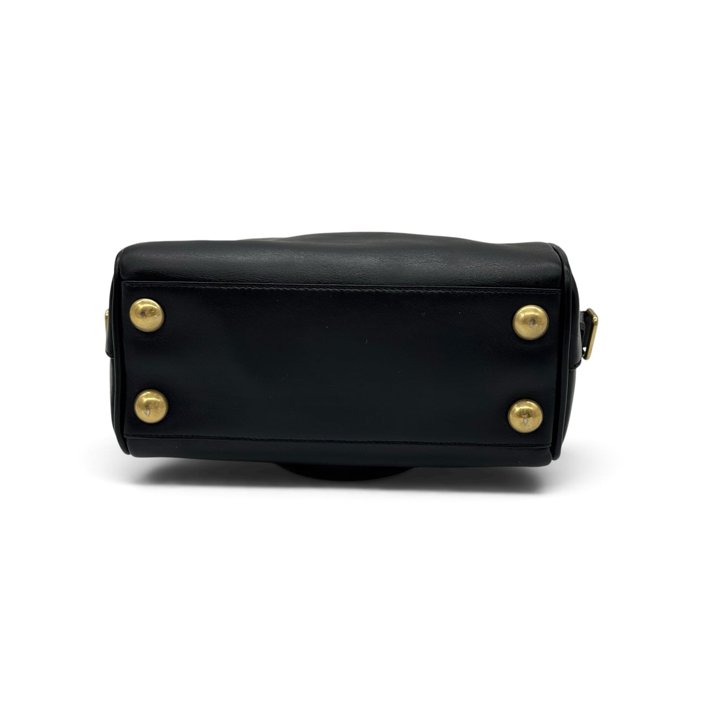 Base della borsa a mano Borse Vintage Saint Laurent in pelle nera con quattro piedini protettivi in metallo dorato