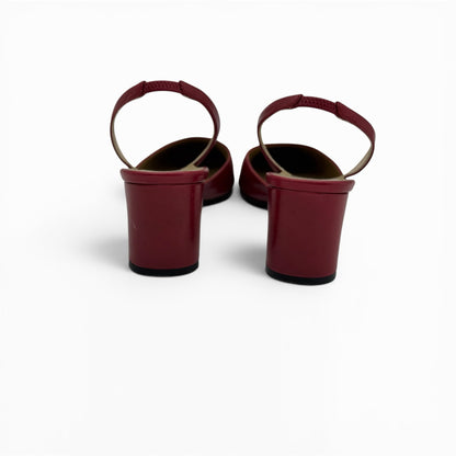 Slingback Borse Vintage Yves Saint Laurent in pelle rossa con tacco a blocco, vista posteriore